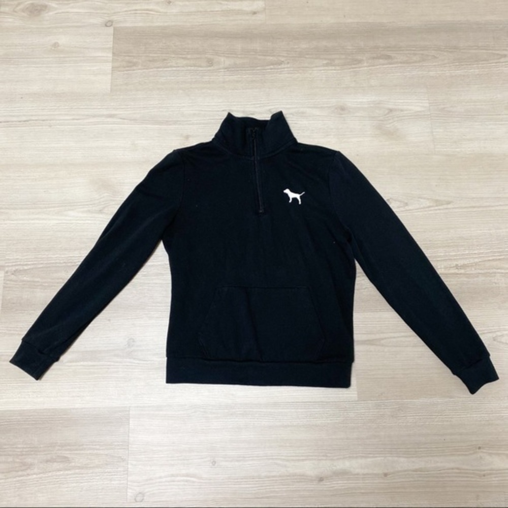 PINK Victoria’s Secret black half zipped pullover